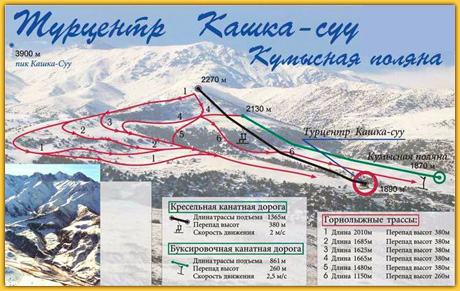 map of ski resort in kashka suu, kyrgyzstan