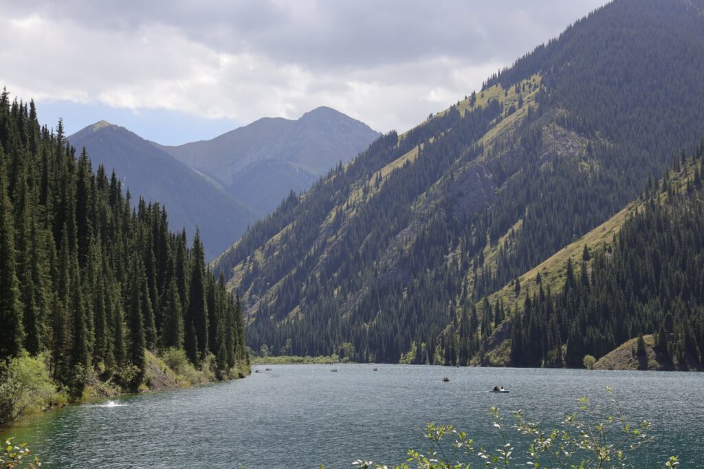 mountains, lake, landscape, nature, mountain range, water, sky, boats, summer, kolsay, almaty, kazakhstan, sea, trees, tranquility, almaty, almaty, almaty, kazakhstan, kazakhstan, kazakhstan, kazakhstan, kazakhstan