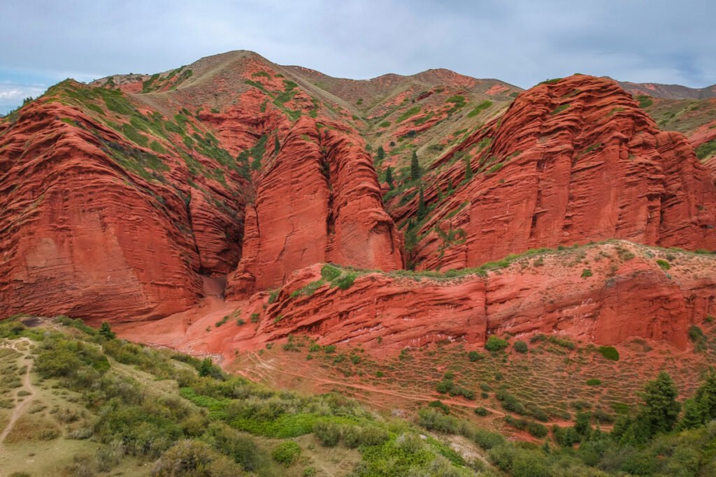 kyrgyzstan, mountain, red rock, gorge