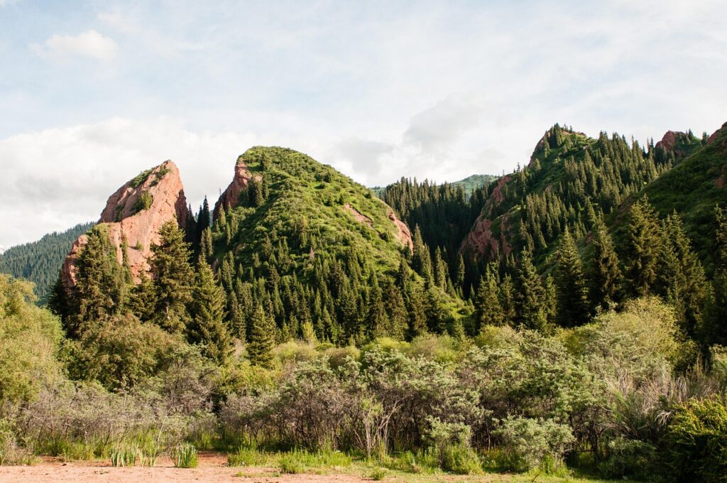 mountains, sky, summer, forest, ate, blue sky, slopes, greens, nature, dahl, kyrgyzstan, a heart, broken, jets oguz, kyrgyzstan, kyrgyzstan, kyrgyzstan, kyrgyzstan, kyrgyzstan, jets oguz