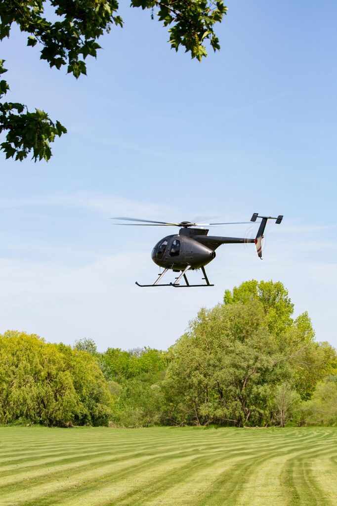 aviation, nature, helicopter, aircraft, take off, chopper, vehicle, flight, propeller, transport, grass, trees