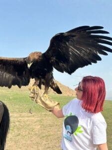 guest with eagle in kyrgyzstan