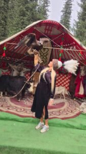 guest with eagle in kyrgyzstan