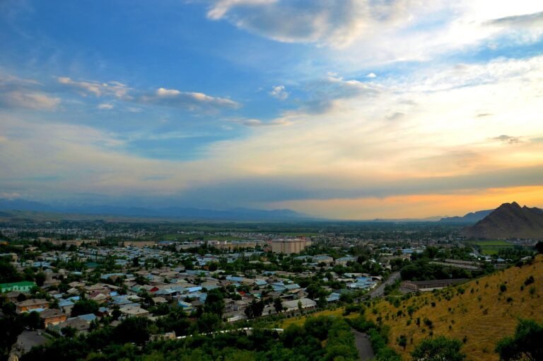 city, osh, country, space, nature, cloudy, view, sky, blue sky, clouds, blue, white clouds, tissue, white